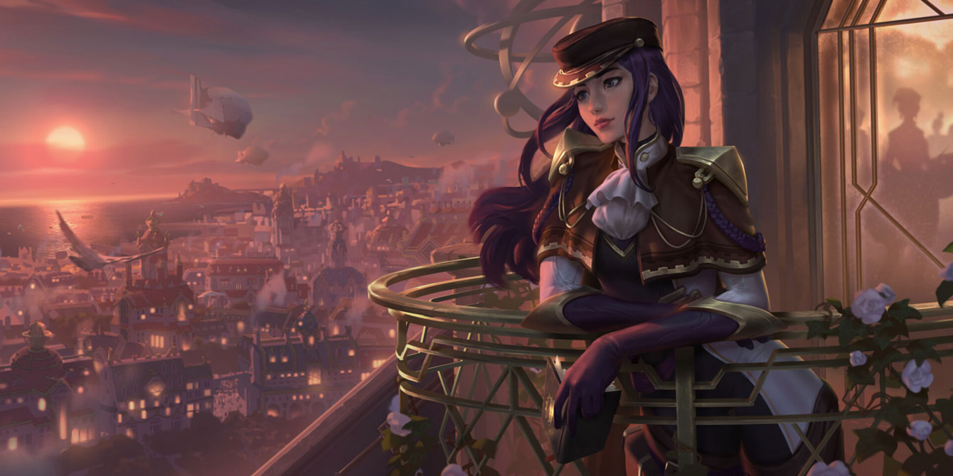 Gilded Caitlyn Art from Legends of Runeterra