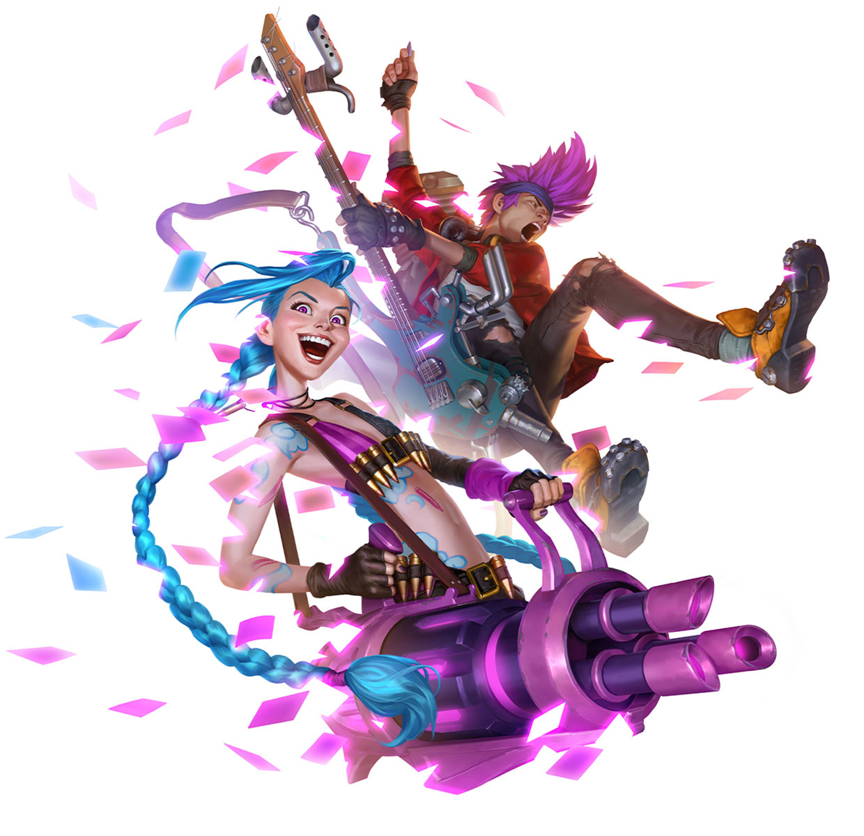 Jinx and Chempunk Shredder Art from Legends of Runeterra