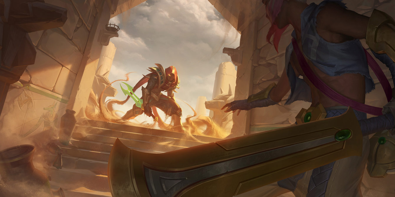 Sandstorm Pyke Art from Legends of Runeterra