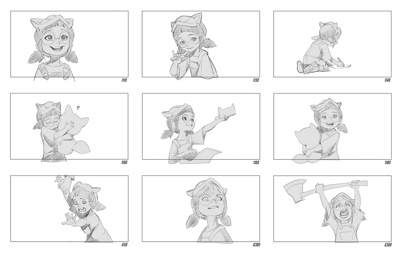 Akari Expression Sheet Art from Overwatch 2