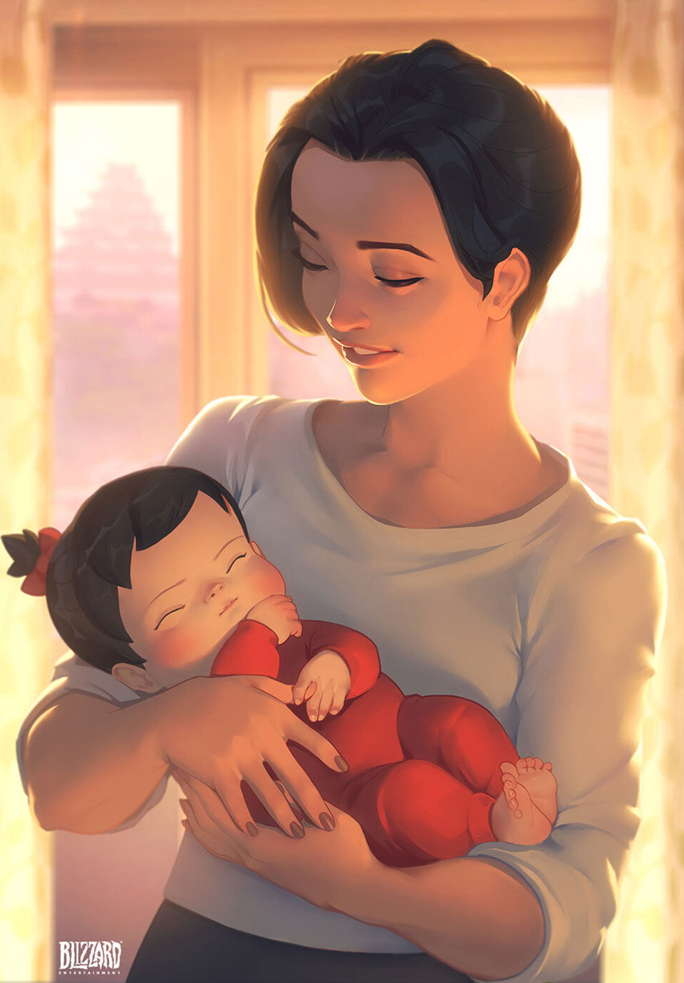 Baby Kiriko and Her Mother Art from Overwatch 2