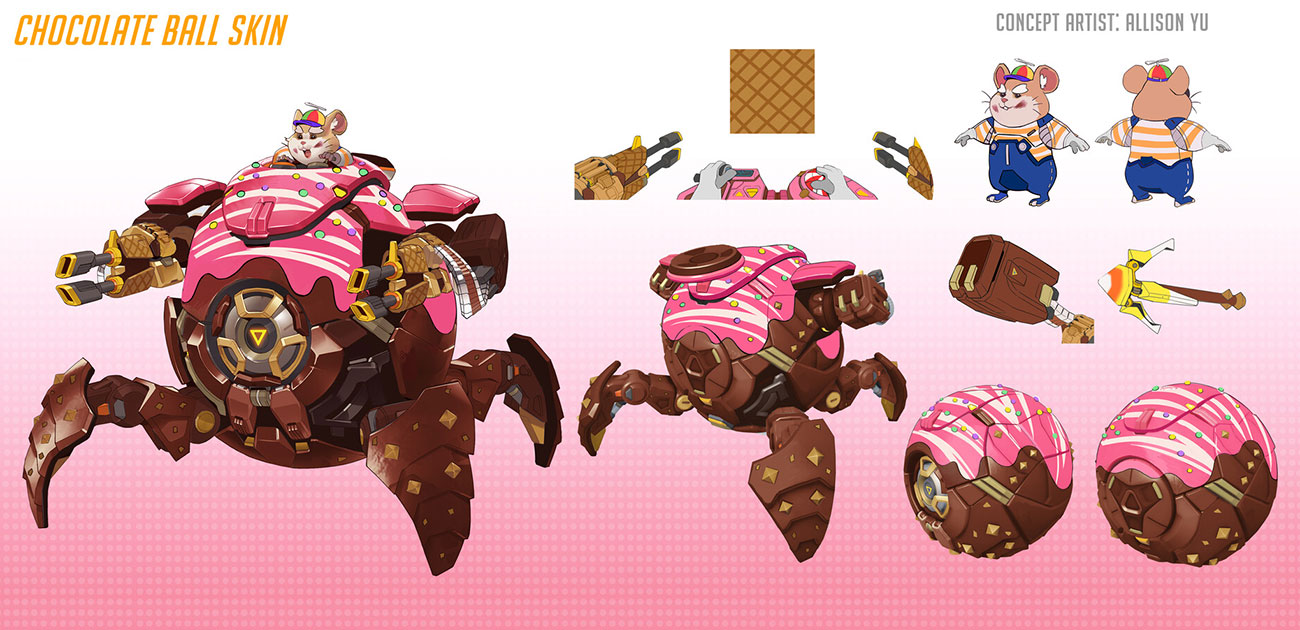 Chocolate Ball Wrecking Ball Skin Concept Art from Overwatch 2