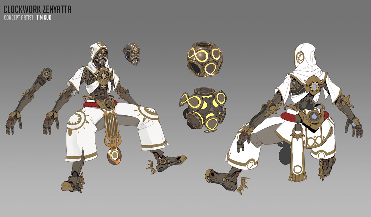 Clockwork Zenyatta Skin Concept Art from Overwatch 2