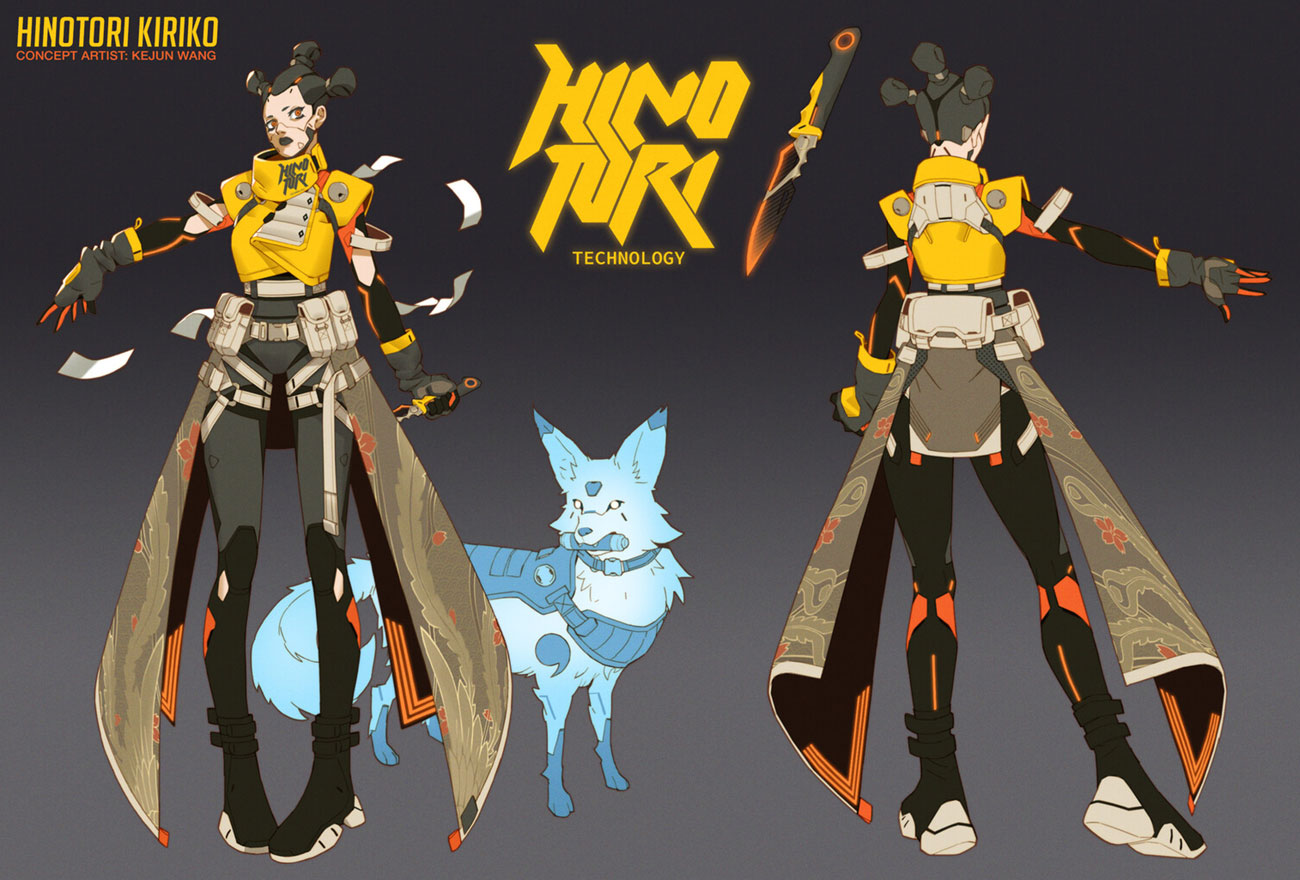 Hinotori Kiriko Skin Concept Art from Overwatch 2