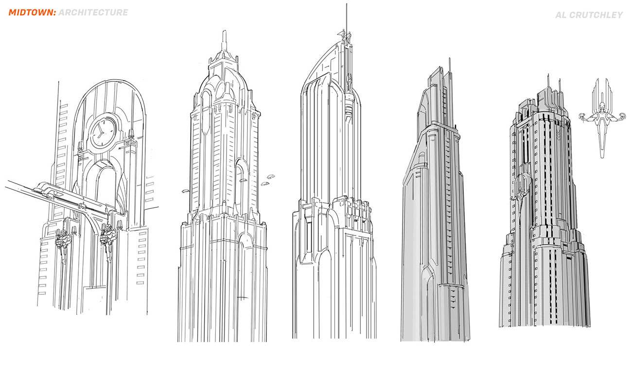 Midtown Architecture Sketches from Overwatch 2