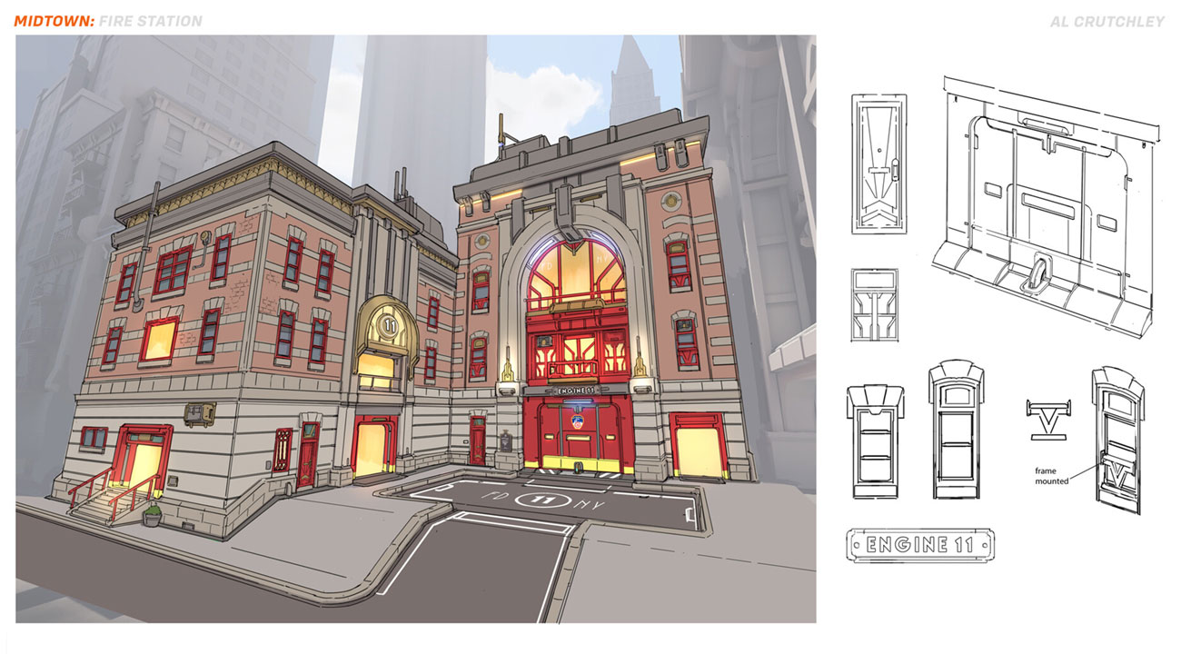 Midtown Fire Station Art from Overwatch 2