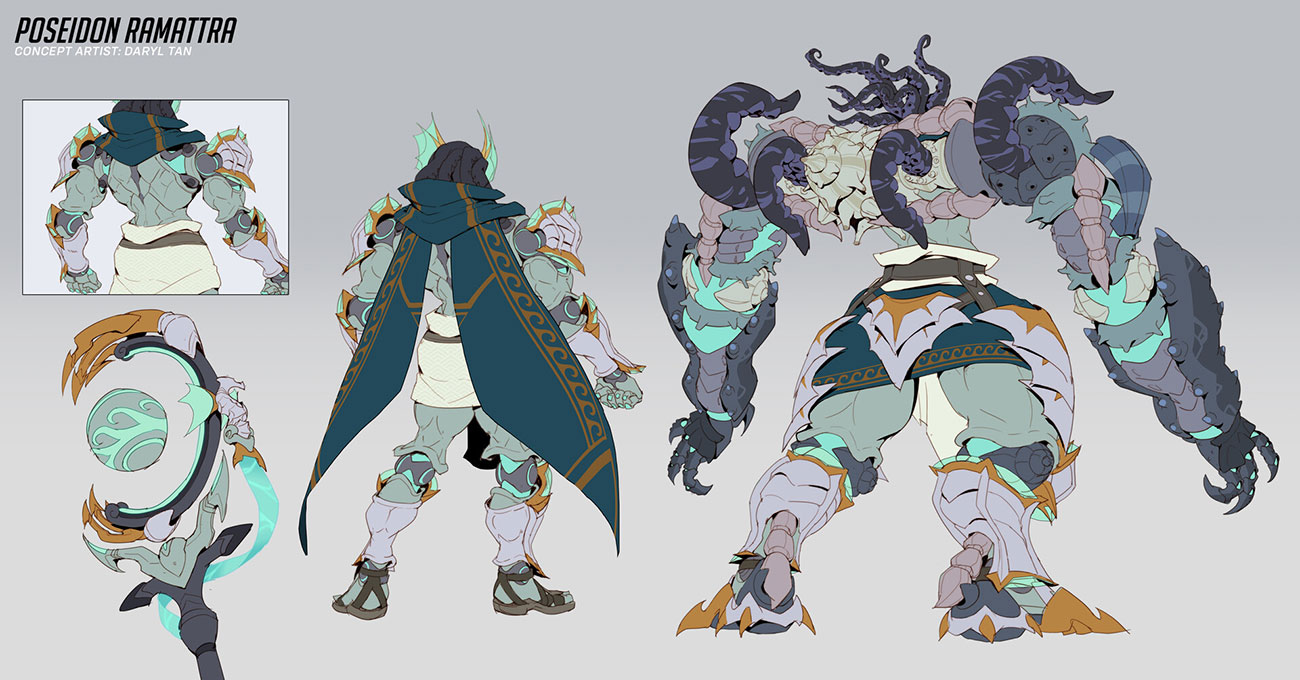 Poseidon Ramattra Backside Concept Art from Overwatch 2