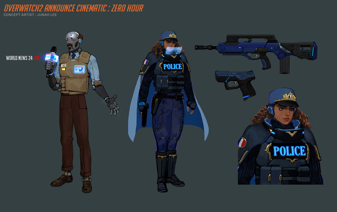 Reporter and French Police Officer Art from Overwatch 2