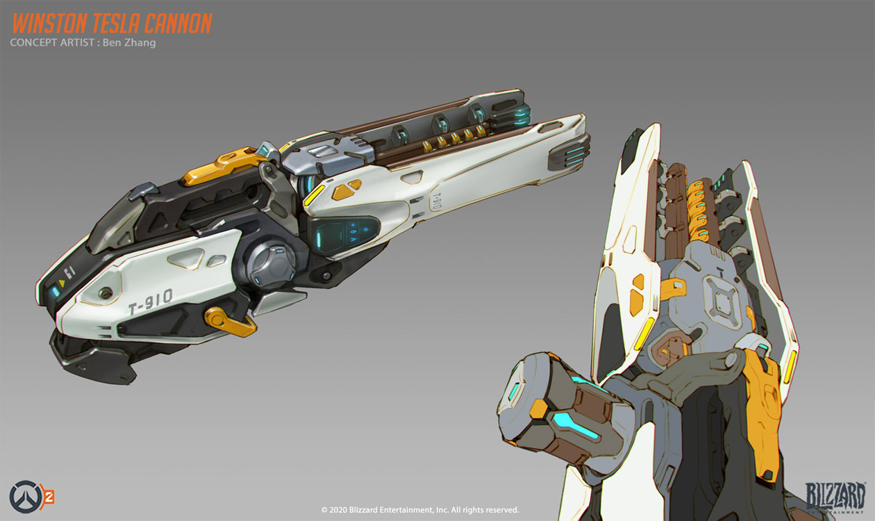 Winston Tesla Cannon Art from Overwatch 2