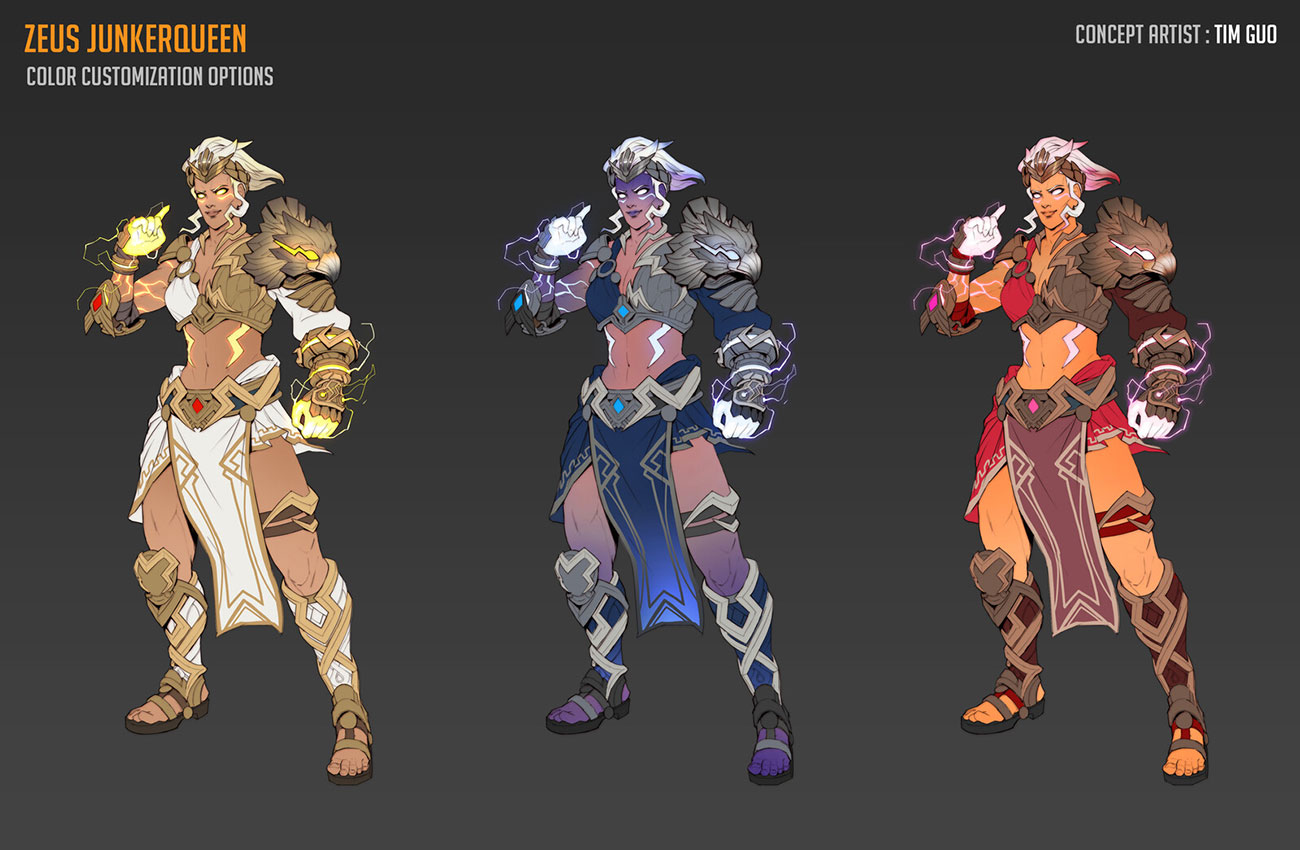 Zeus Junker Queen Color Options Art from Overwatch 2