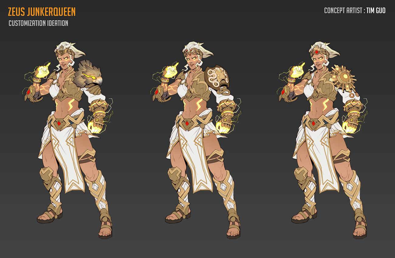 Zeus Junker Queen Customization Explorations from Overwatch 2