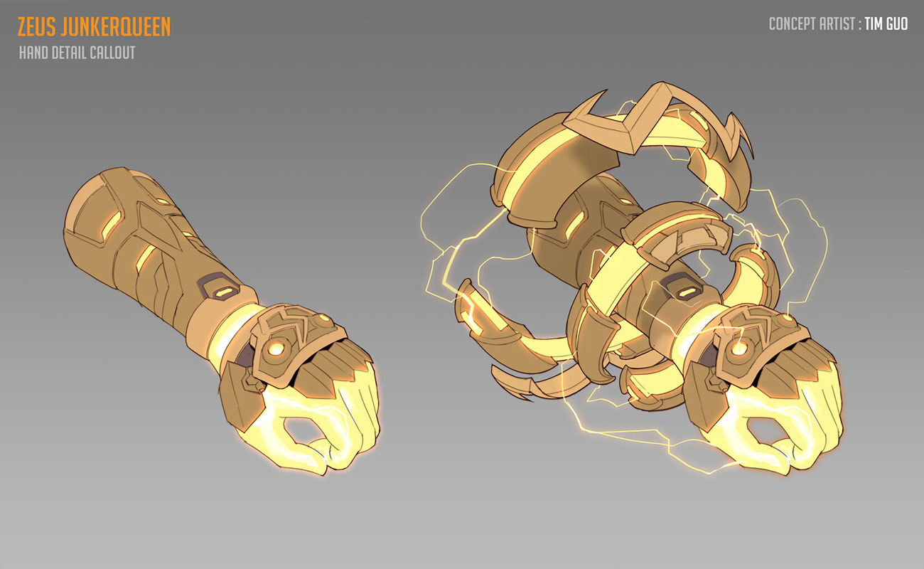 Zeus Junker Queen Hand Detail Art from Overwatch 2