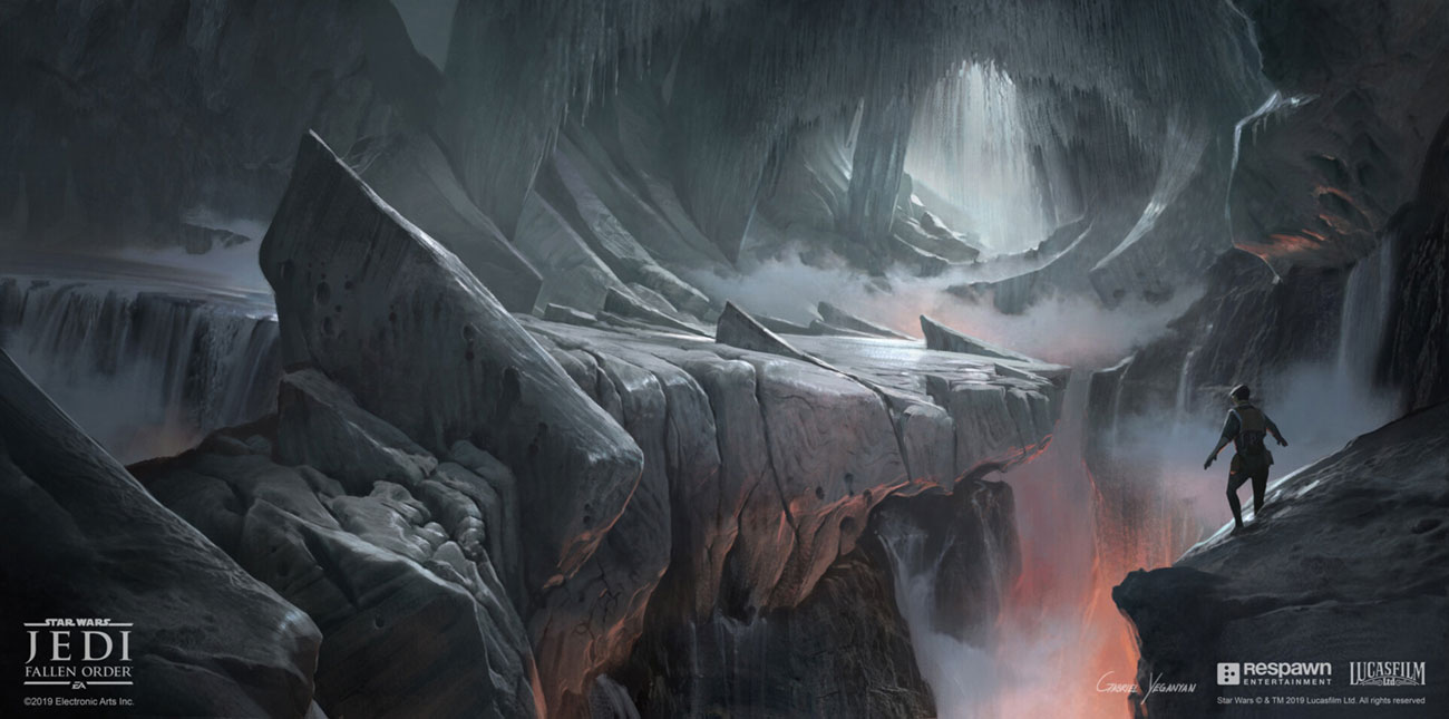 Ilum Ice Caves Chasm Art from Star Wars Jedi: Fallen Order