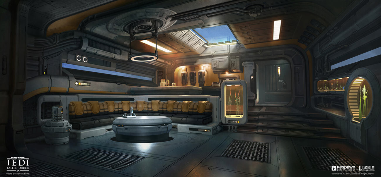Stinger Mantis Interior Lounge Art from Star Wars Jedi: Fallen Order