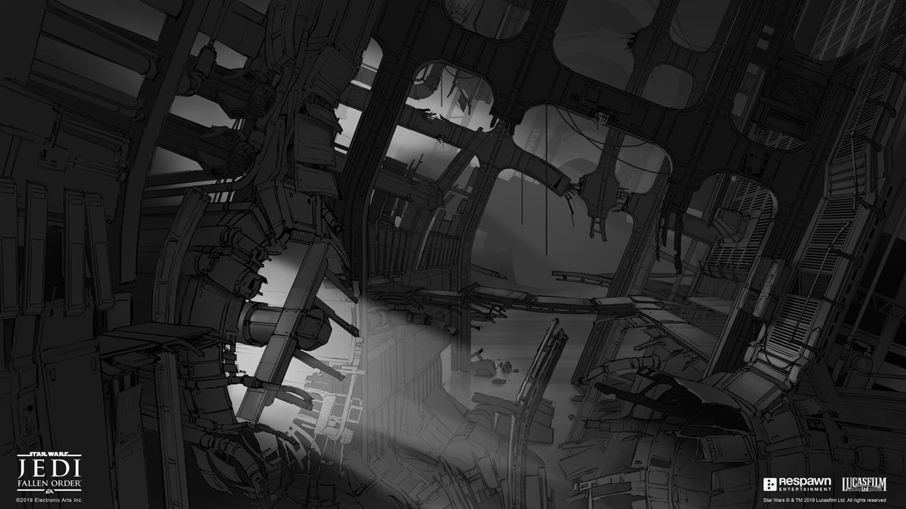 Venator Interior Sketch Art from Star Wars Jedi: Fallen Order
