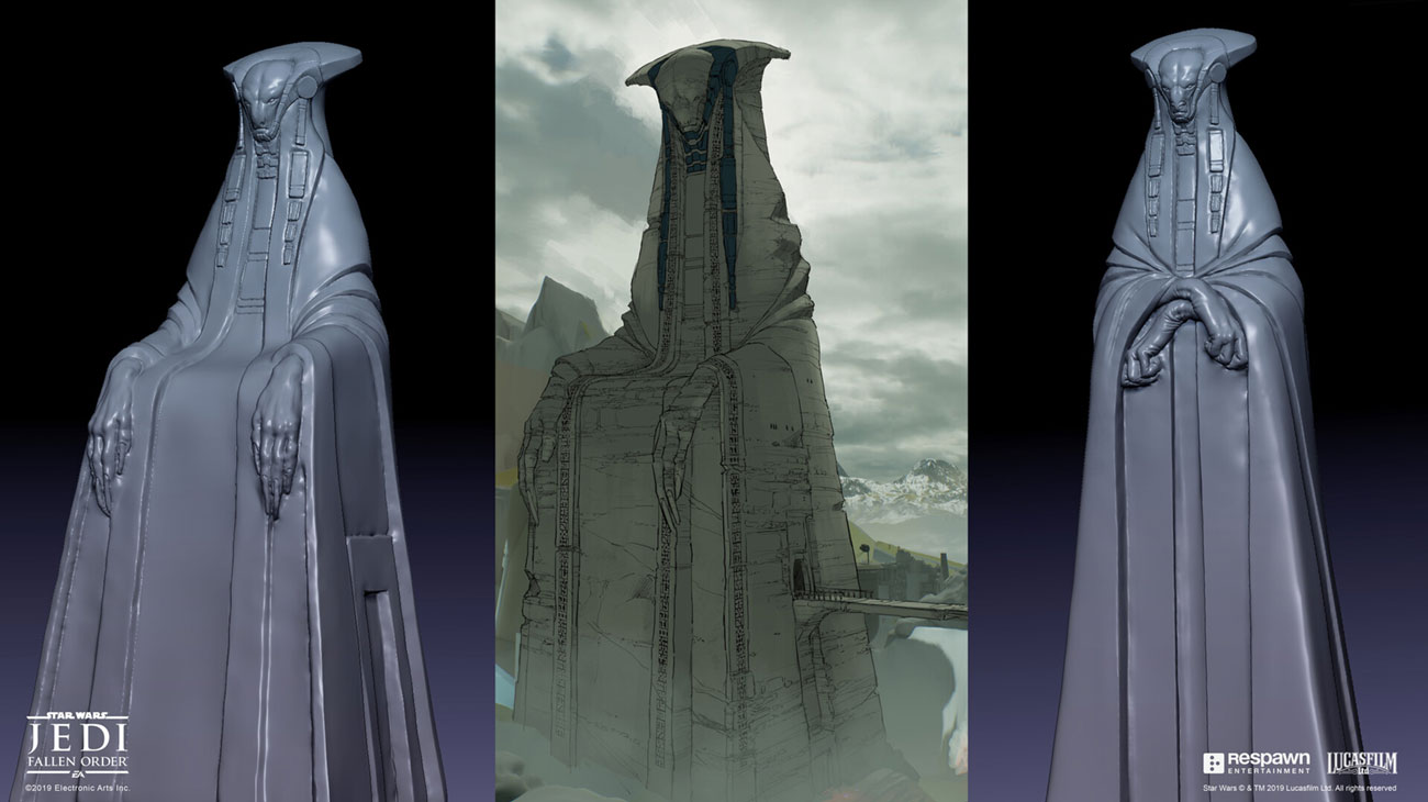 Zeffo Spire Statue Art from Star Wars Jedi: Fallen Order