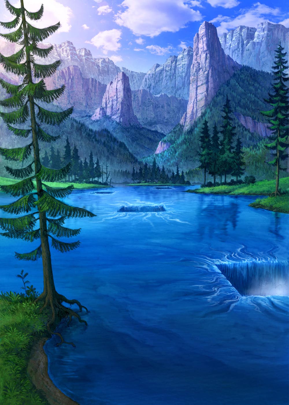 Lake Background Art from Terra Battle 2