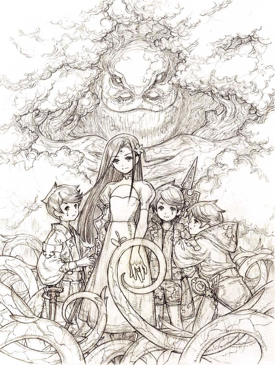 Sarah and Triplets Sketch from Terra Battle 2
