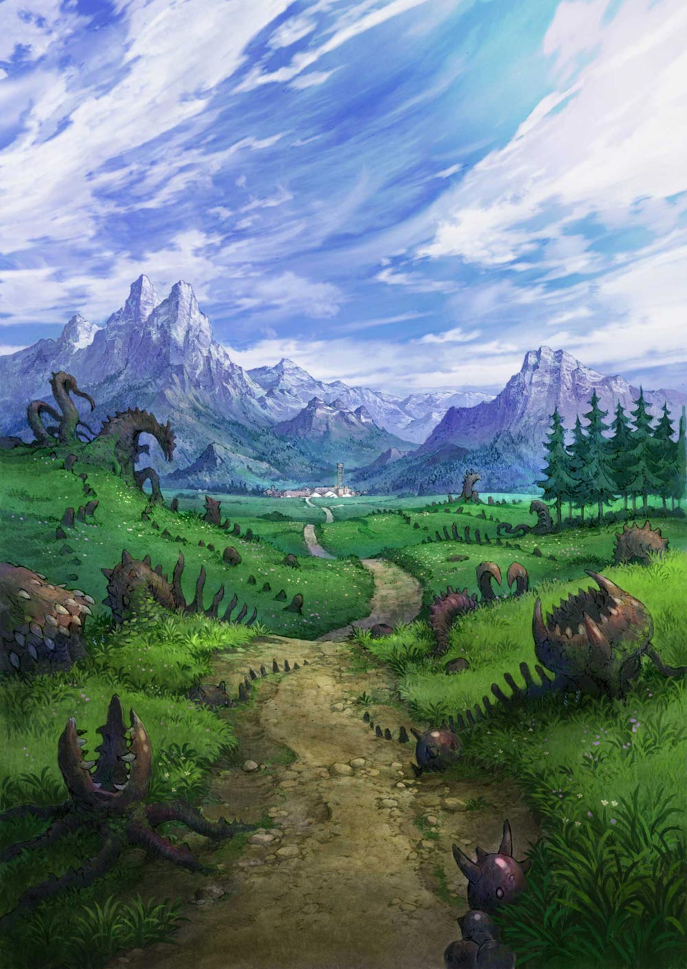 Winding Path Background Art from Terra Battle 2