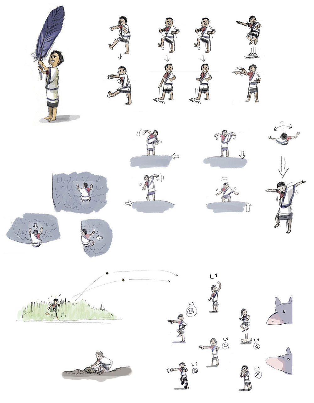 Boy Movement Sketches from The Last Guardian