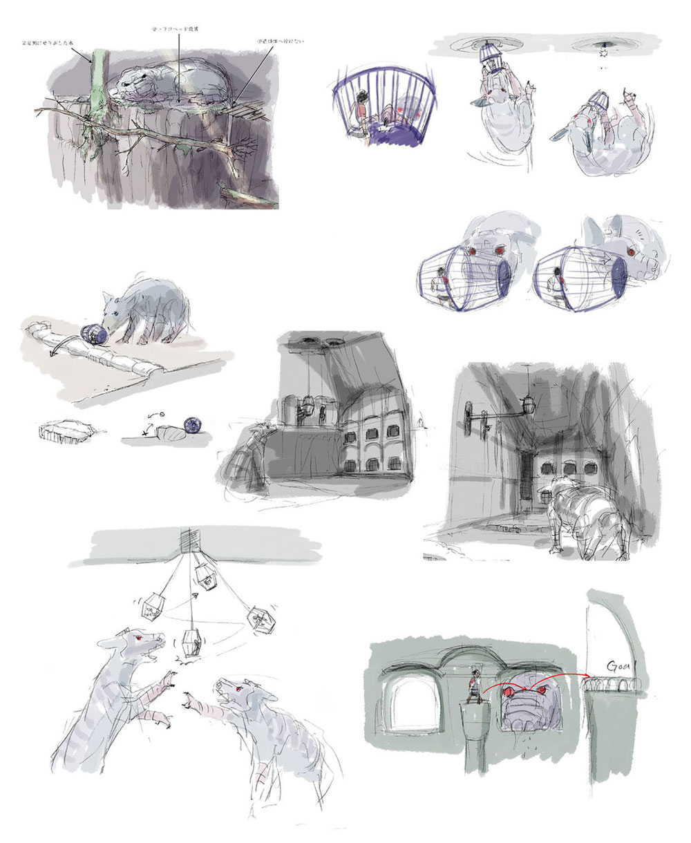 Gameplay Design Concept Art from The Last Guardian
