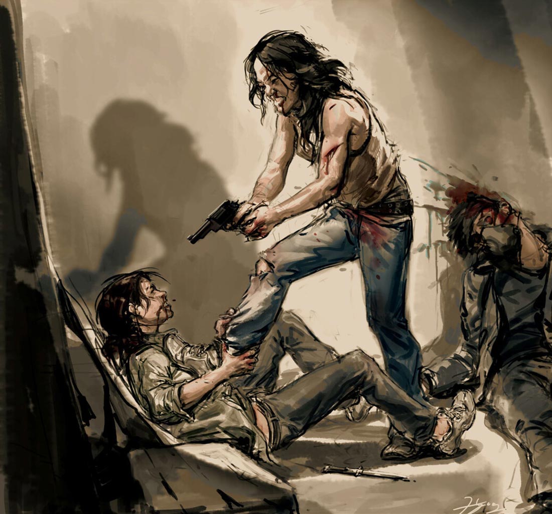 Abby and Ellie Fighting Art from The Last of Us Part II