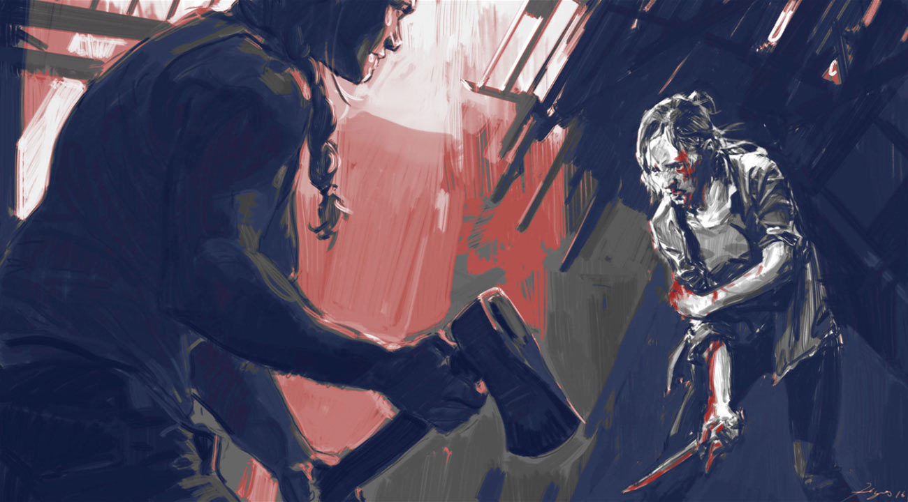 Abby Fighting Ellie Art from The Last of Us Part II