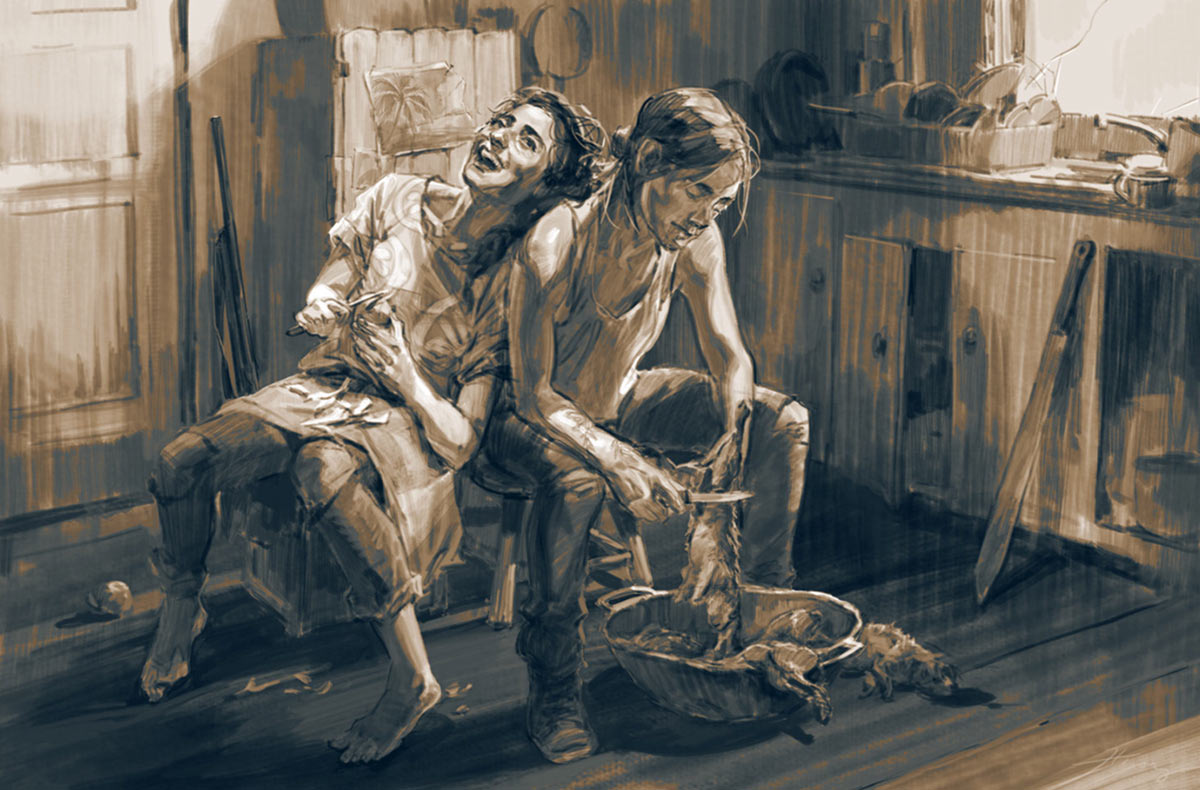 Dina and Ellie Farmhouse Life Art from The Last of Us Part II
