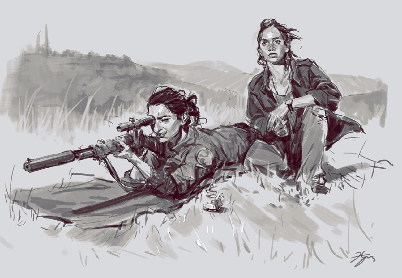 Ellie and Dina Sketch - The Last of Us Part II Art Gallery