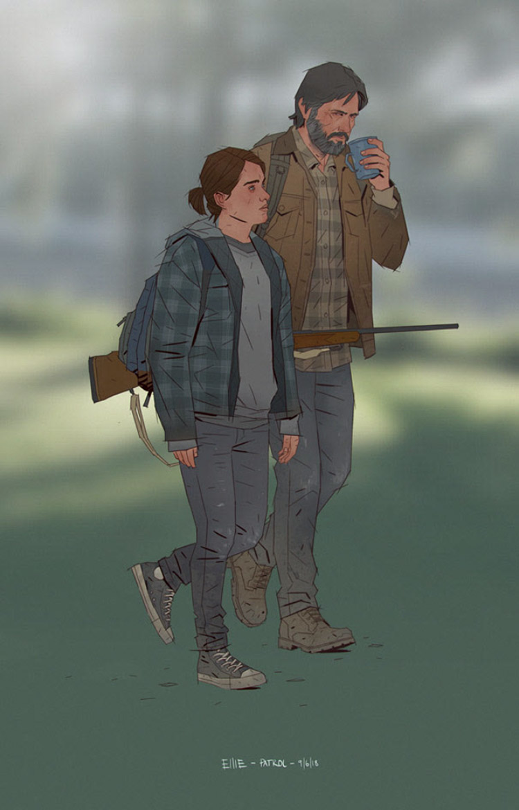 Ellie and Joel on Patrol Art from The Last of Us Part II