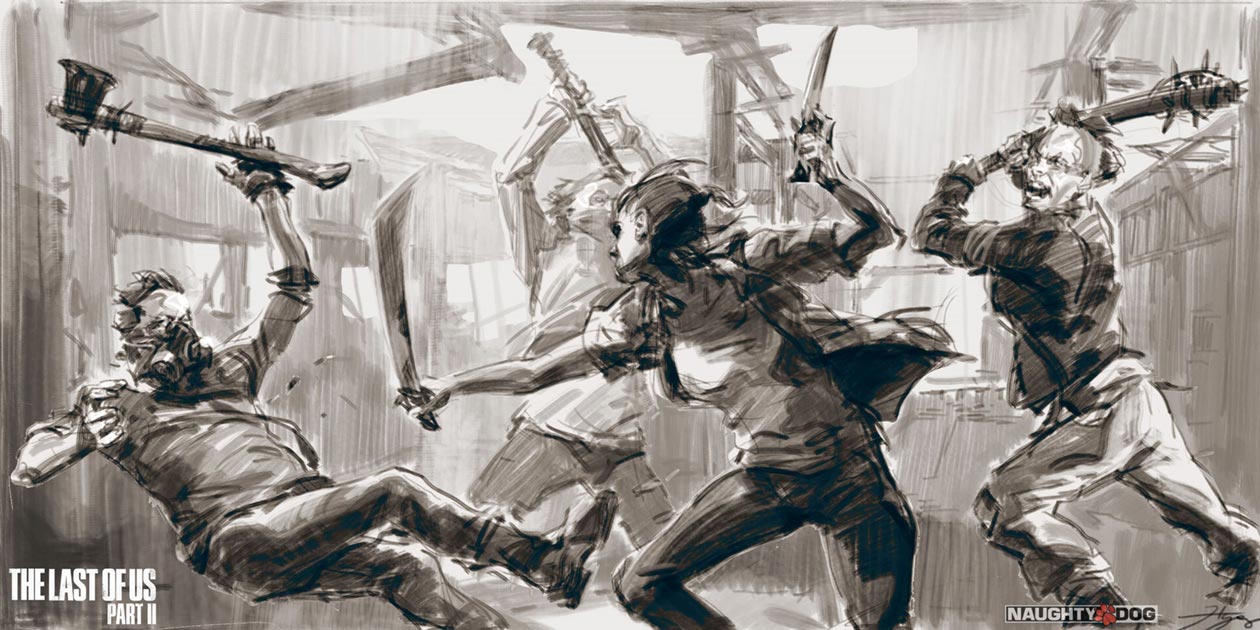 Ellie Fighting with Machete Art from The Last of Us Part II