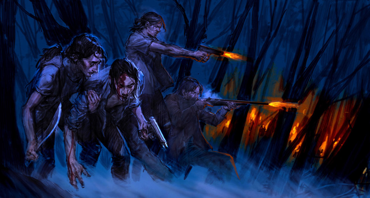 Gun Battle Concept Art from The Last of Us Part II