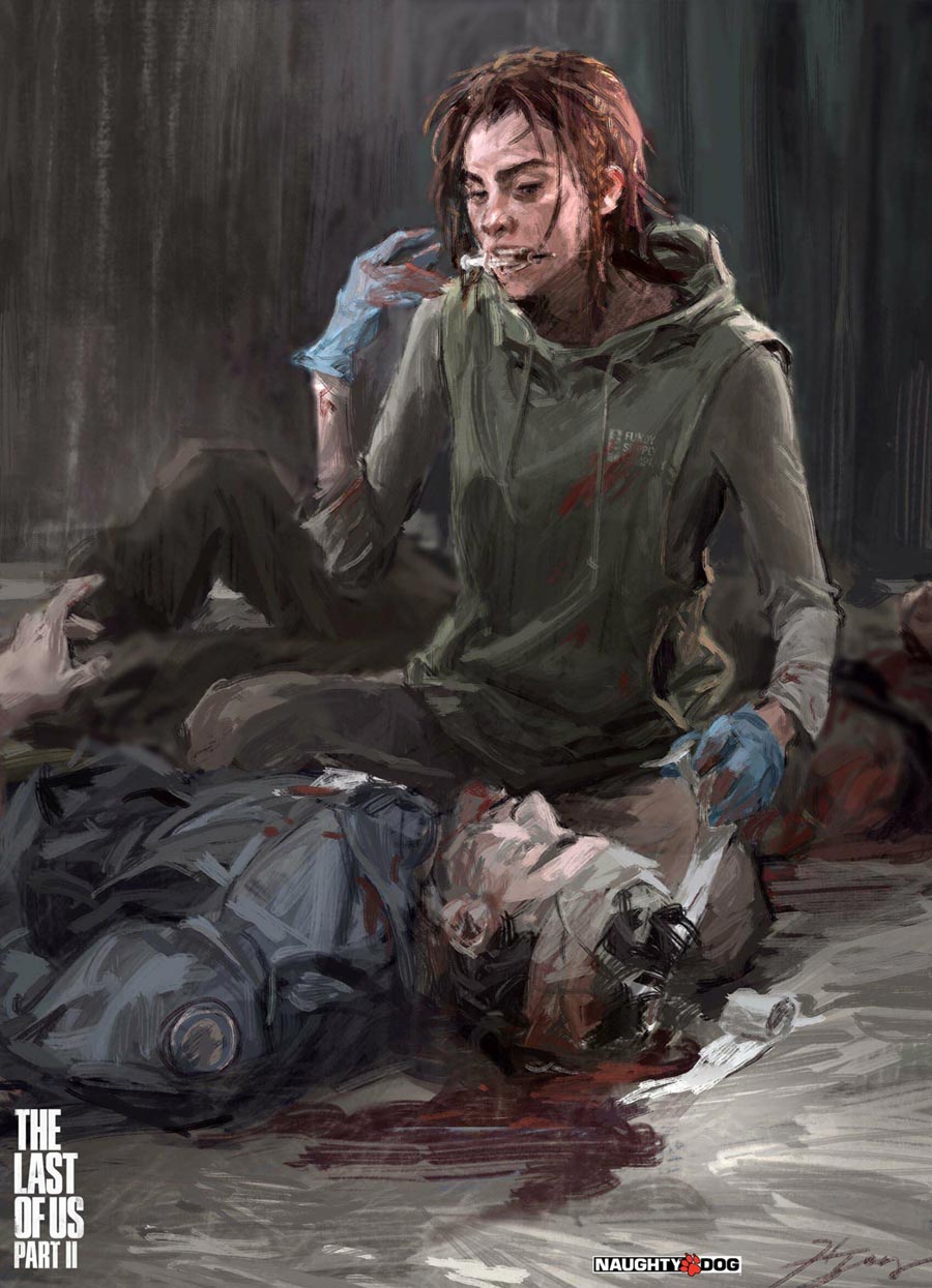 Nora Treating Injured Art from The Last of Us Part II