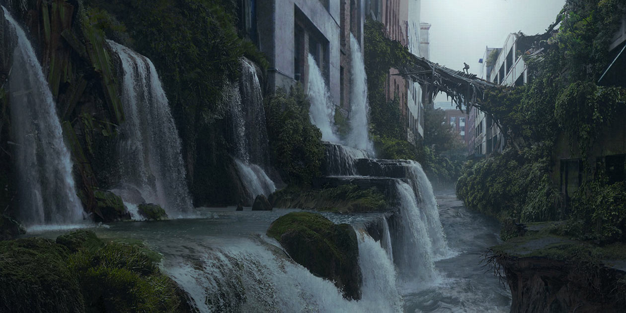 Seattle Waterfalls Art from The Last of Us Part II