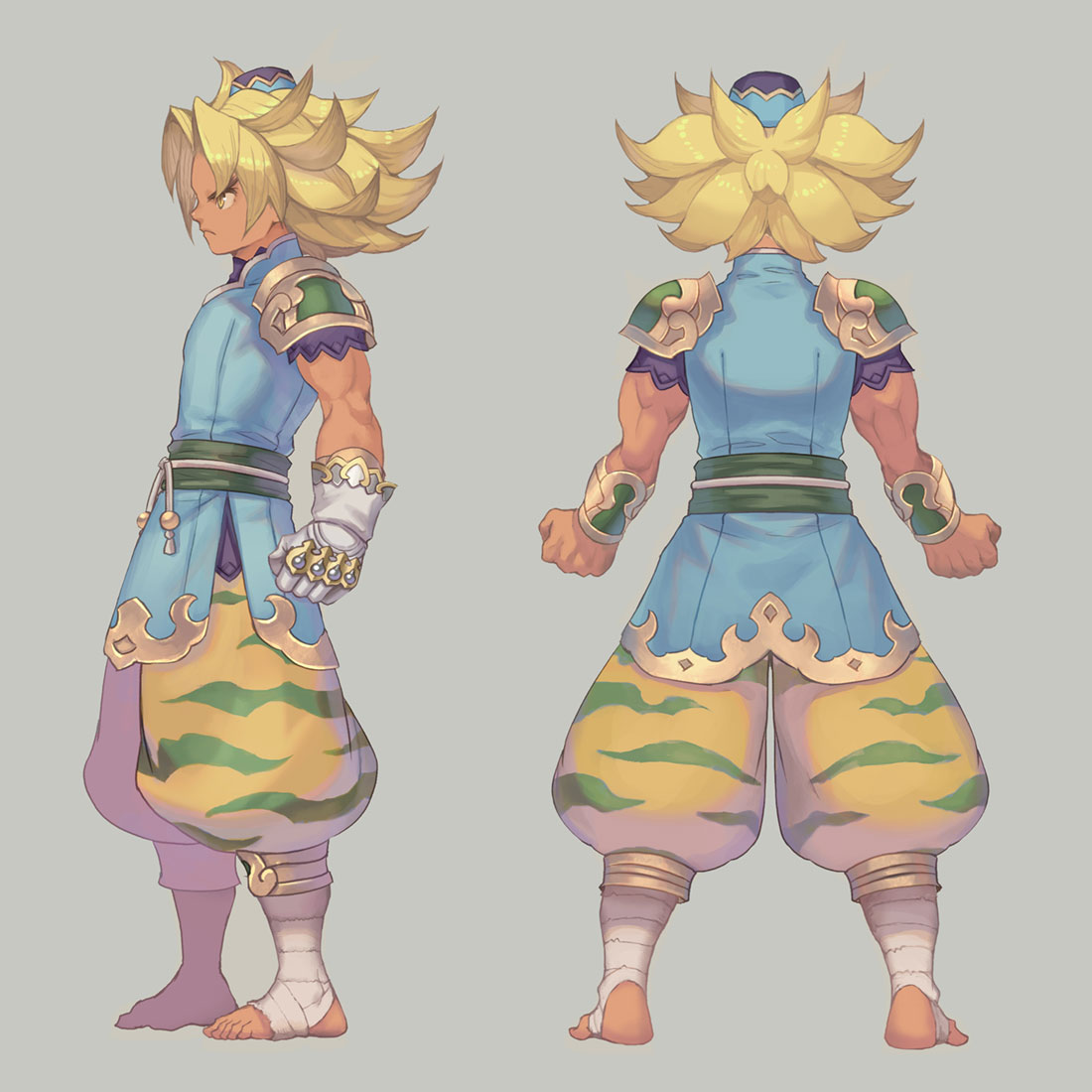 Kevin Warrior Monk Class Backside Art from Trials of Mana (Remake)