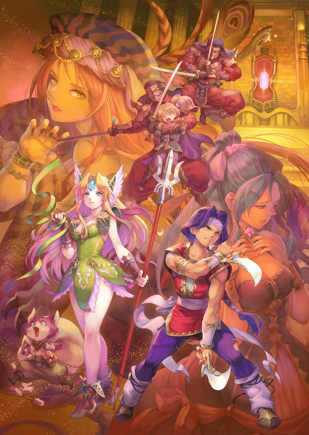 Riesz and Hawkeye Story Art from Trials of Mana (Remake)