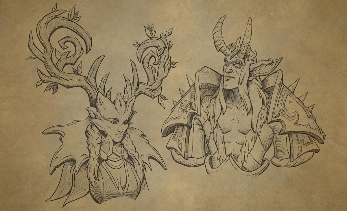 Winter Queen and Sire Denathrius Art from World of Warcraft: Shadowlands