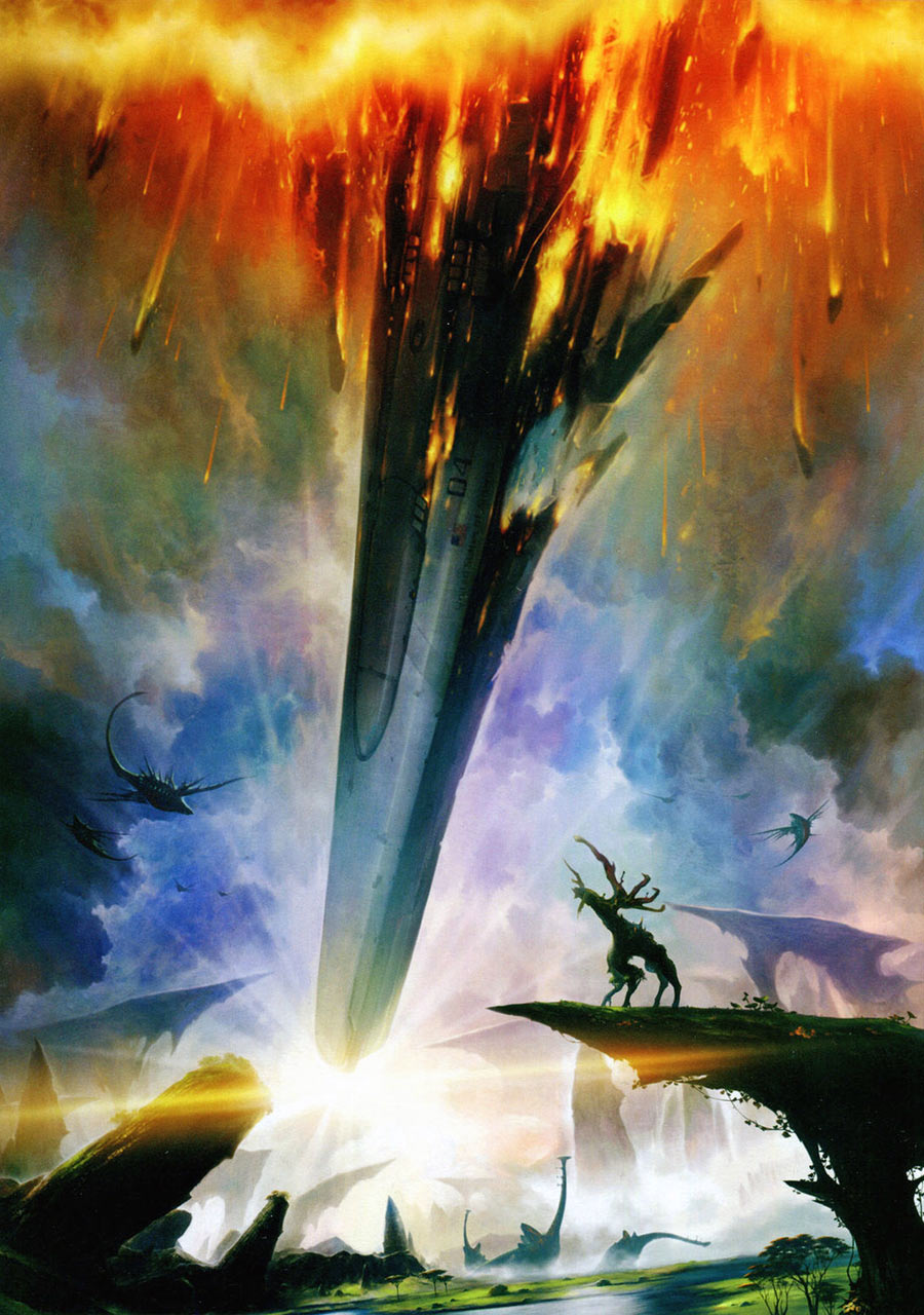 White Whale Crashing on Planet Mira Art from Xenoblade Chronicles X