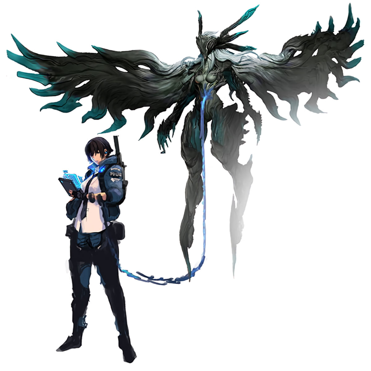 Player and Astral Chain Concept Art from Astral Chain