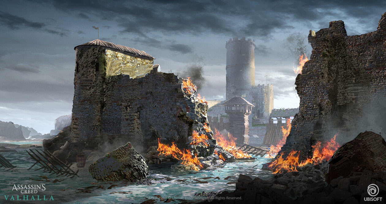 Burgh Gate Destruction Art from Assassin's Creed Valhalla