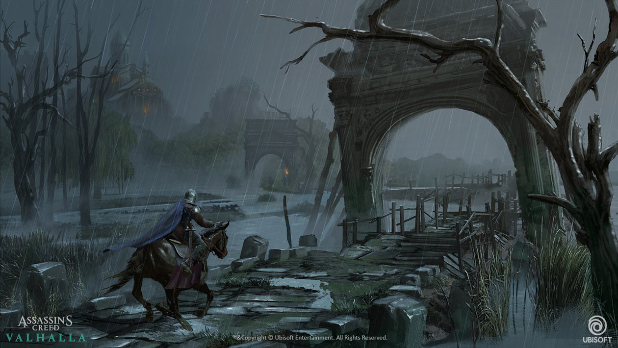 Old Roman Passage Through the Swamps Art from Assassin's Creed Valhalla