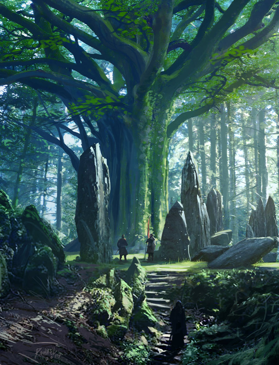 Standing Stones and Sacred Beech Art from Assassin's Creed Valhalla
