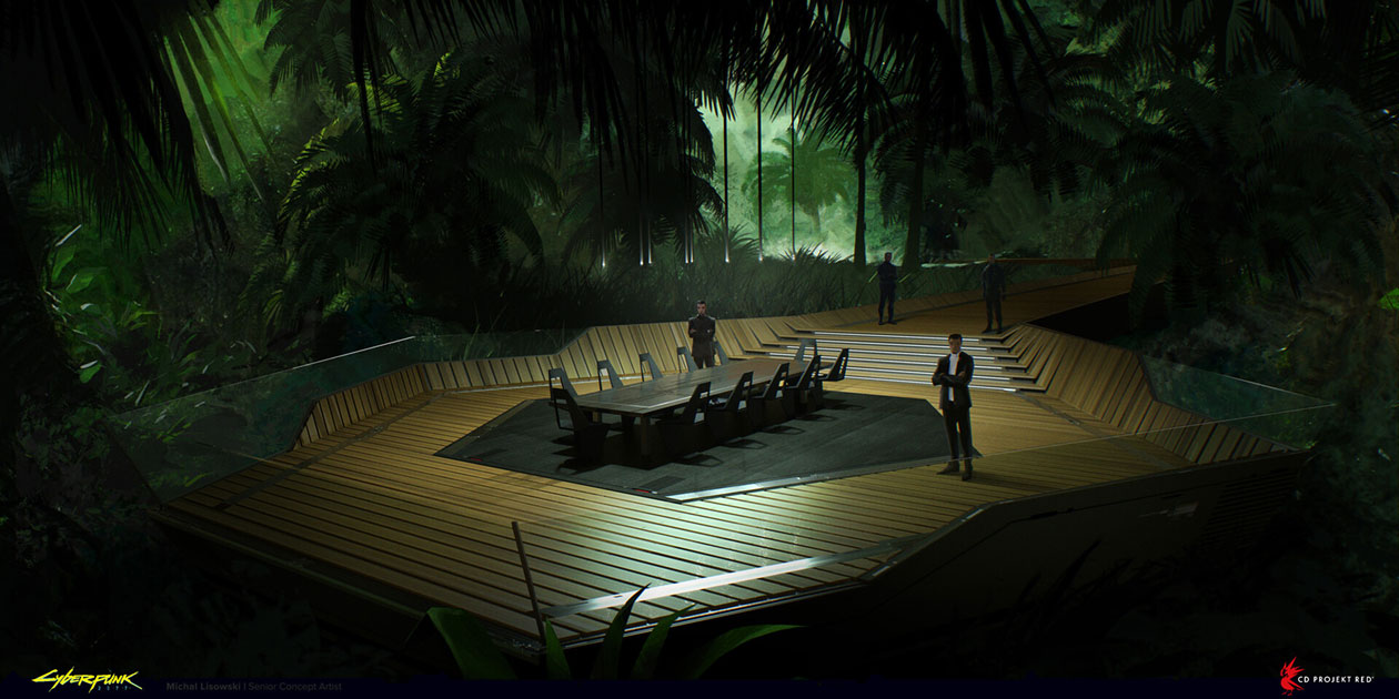 Arasaka Jungle Conference Table Art from Cyberpunk 2077
