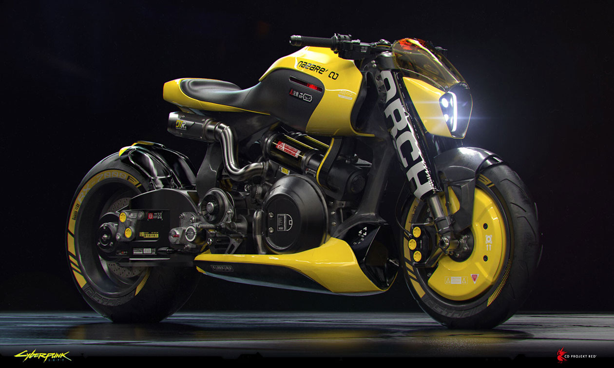 Arch Motorbike Yellow Version Art from Cyberpunk 2077