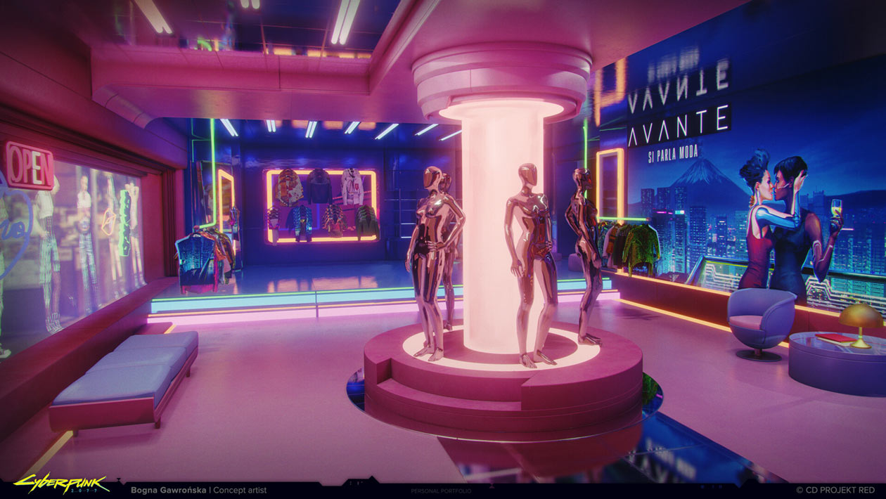 Clothing Store Interior Art from Cyberpunk 2077