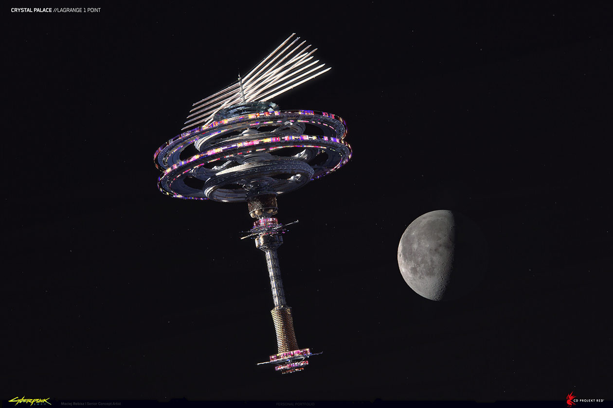 Crystal Palace Space Station Art from Cyberpunk 2077