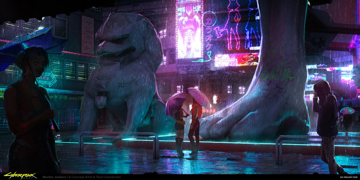 Japantown at Night Art from Cyberpunk 2077