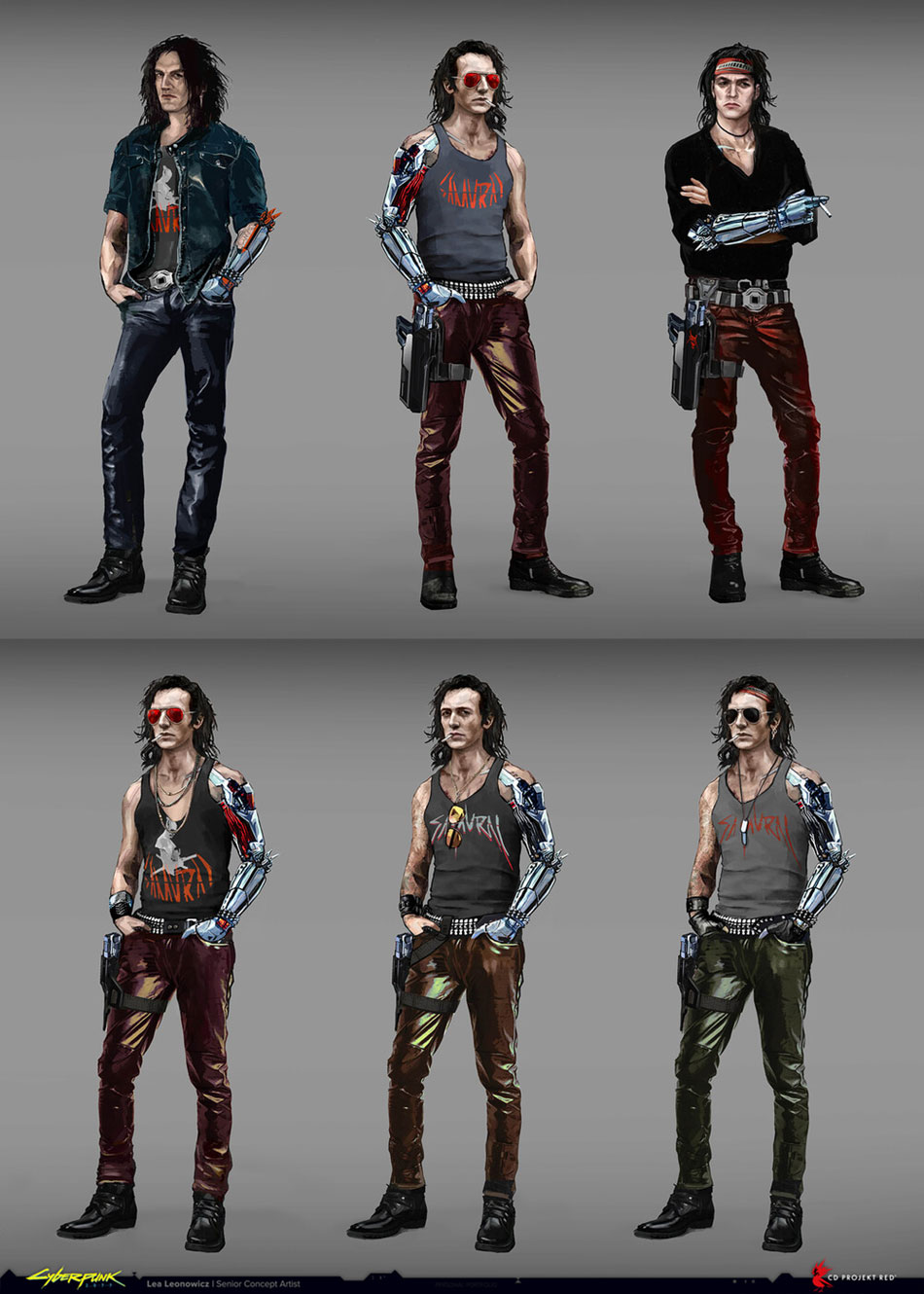 Johnny Silverhand Sketches from Cyberpunk 2077