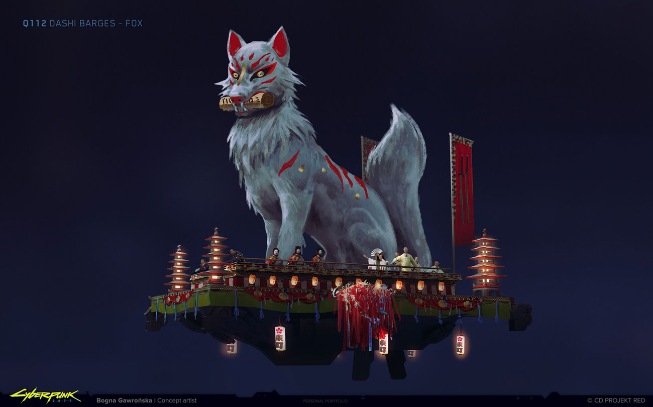 Matsuri Parade Fox Float Art from Cyberpunk 2077