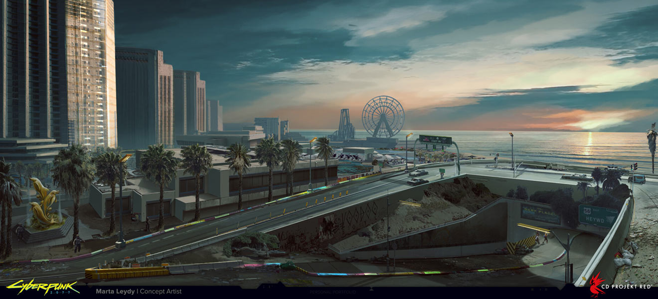 Pacifica Beachfront Art from Cyberpunk 2077